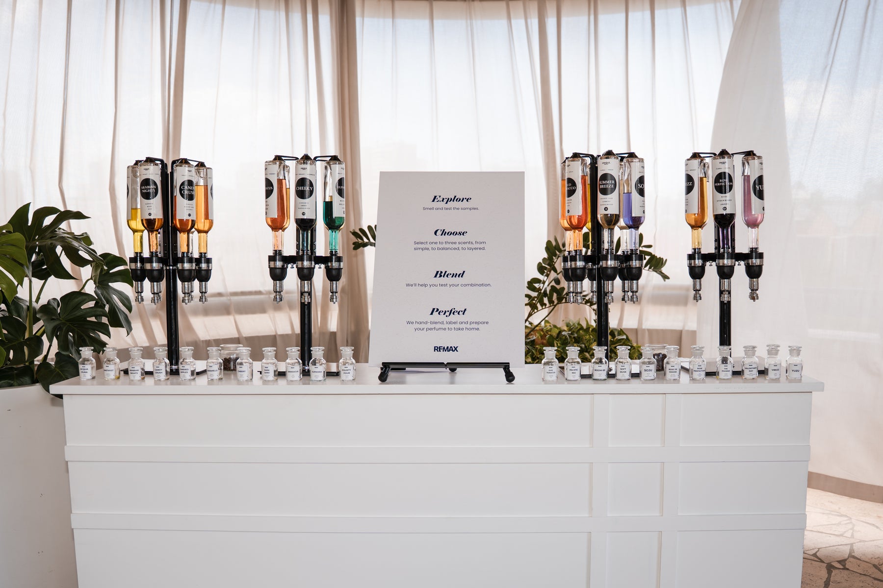 perfume bar at activation for Remax